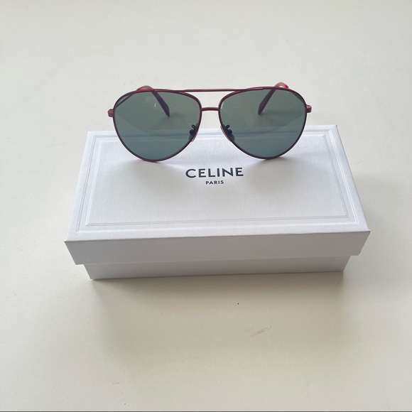 Celine 59mm Shinny Red & Green Pilot Sunglasses New Comes With Box, Case & Cloth main image 10